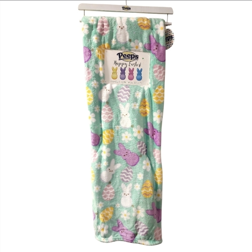 Peeps Light Green Happy Easter Oversized Plush Blanket Throw, NWT
